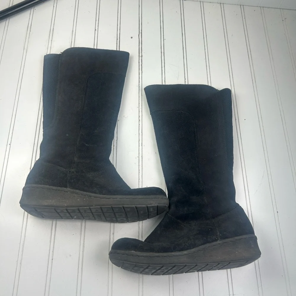 Born Black Suede Brandenburg Stretch Panel Tall Boots Women’s Size 7